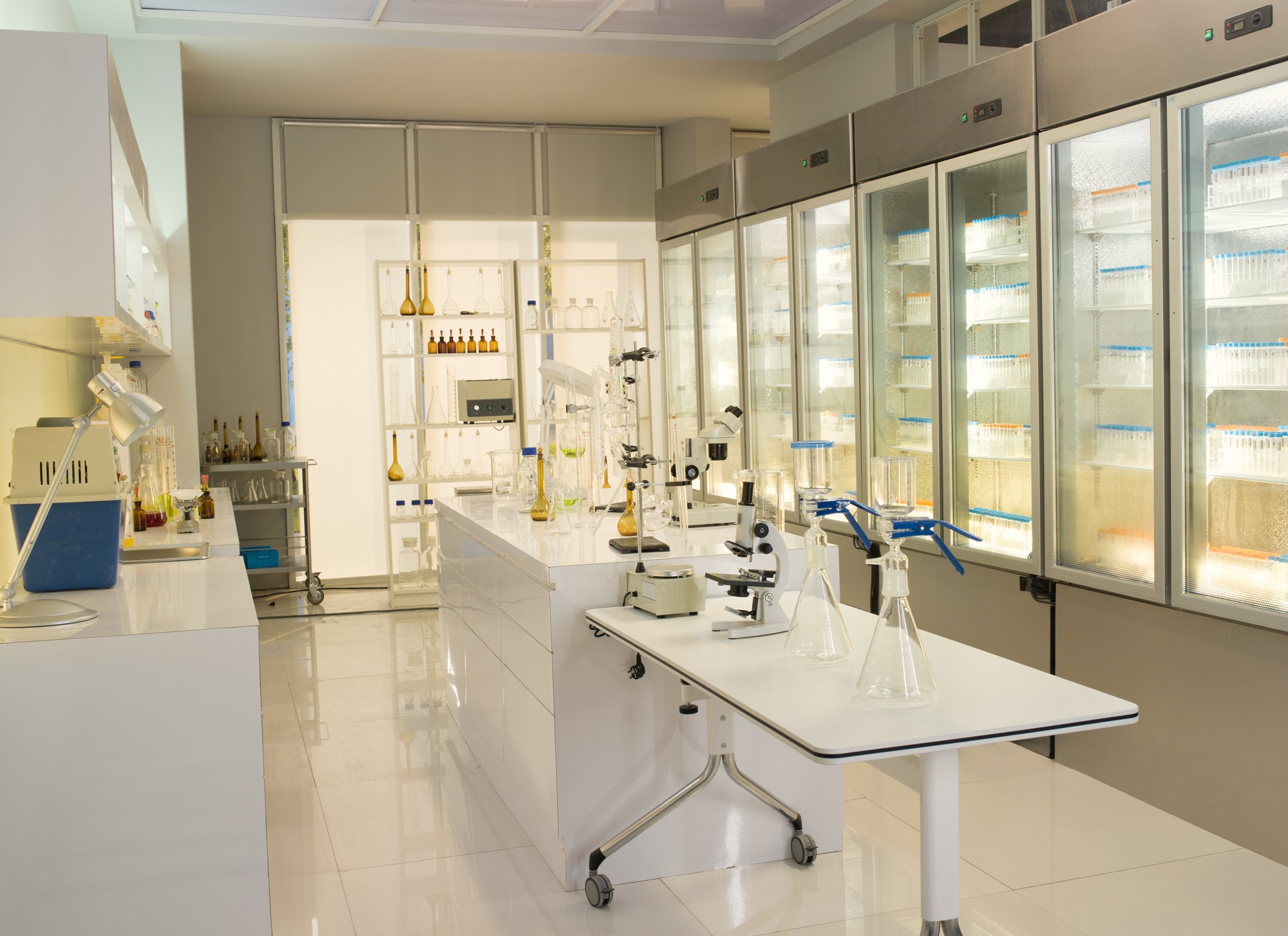 scientist modern biological lab with empty background